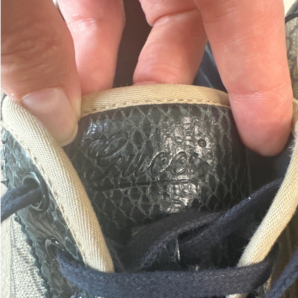Gucci GG Supreme Python Embossed Low Top Sneakers Web Stripe Men's 7.5G - Picture 13 of 14